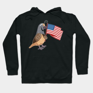 Quail American Flag USA Hoodie